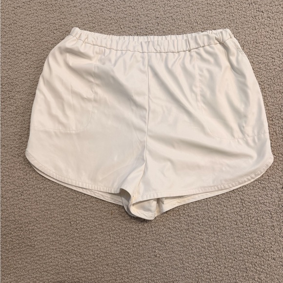 INTERMIX Pants - INTERMIX Cream Faux Leather Shorts size M